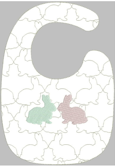 Hop074 - Bunny and bunnies Quilted Bib